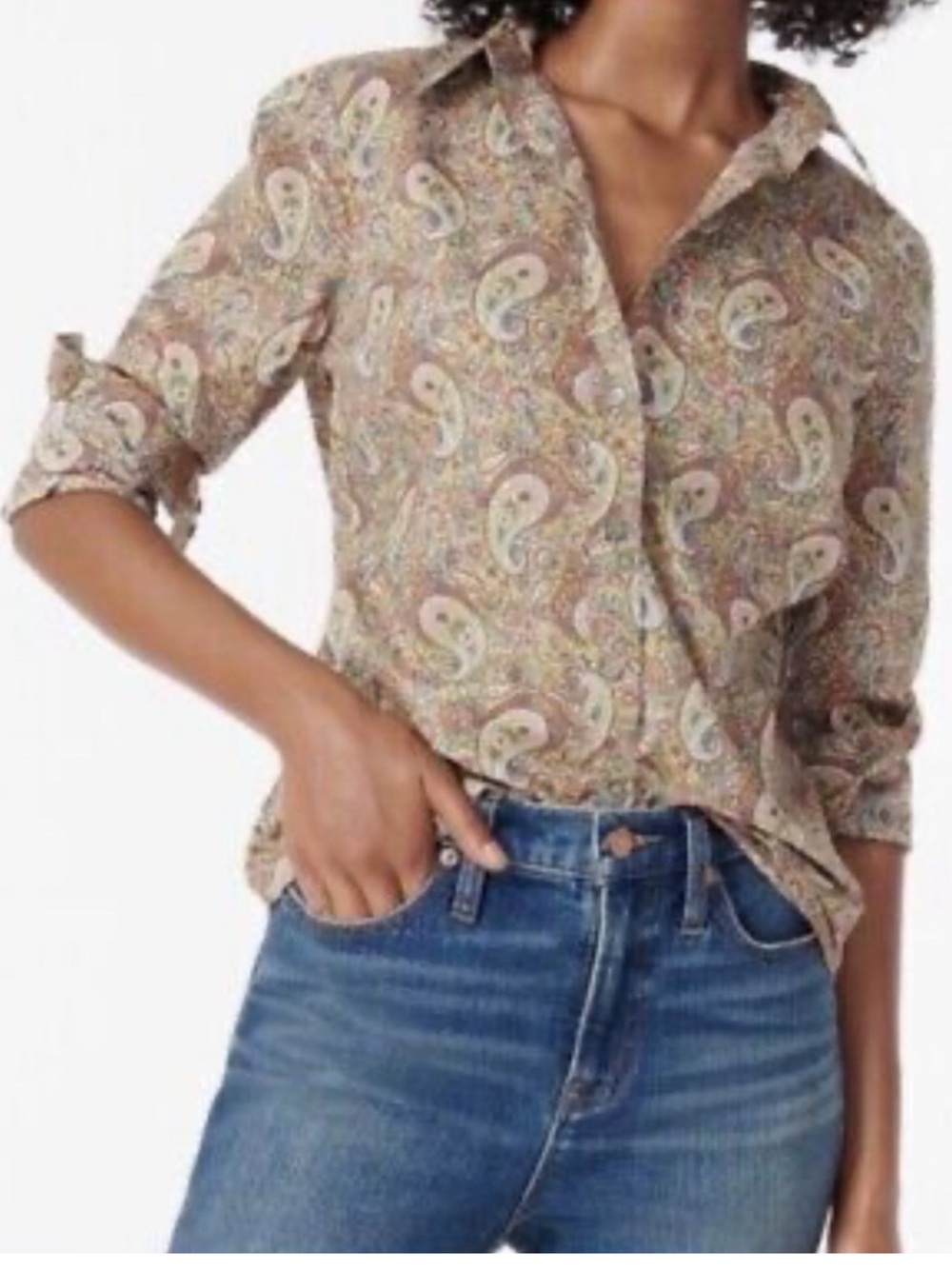 J.Crew Women’s Paisley Slim Perfect Button-Up Shirt  100% Cotton Size 8/ M